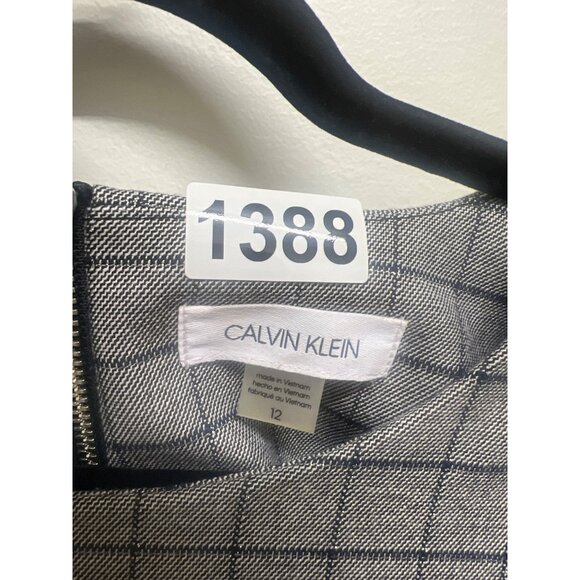 Calvin Klein Womens Gray Checkered Short Sleeve Dress Size 12 - Picture 5 of 5